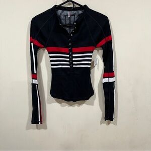 NWT Free People Kick Off Printed Layer size XS RED Black white sold out